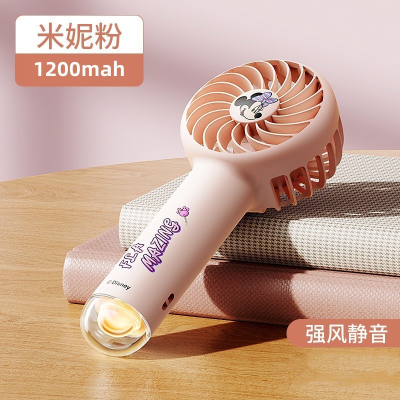Disney Cute Mini Handheld Fan with led light, 1200mah Reachargeable battery ,portable indoor and outdoor use